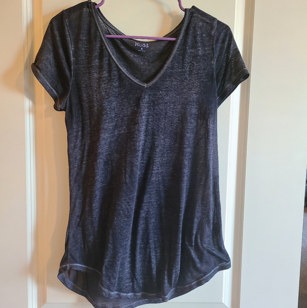 Mudd Sheer Dark Gray V-Neck T-shirt